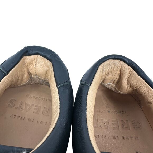 Greats Brooklyn Leather Sneakers Shoes Women’s US 7 Black Round Toe Lace Up - Picture 6 of 9